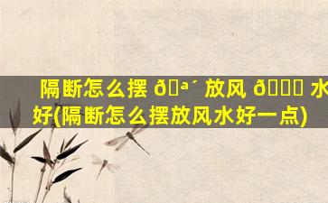 隔断怎么摆 🪴 放风 🐅 水好(隔断怎么摆放风水好一点)